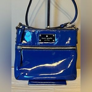 KATE SPADE Blue Patent Leather Crossbody - USED